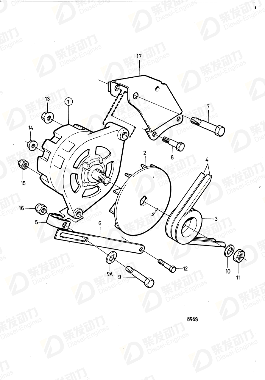 volvo penta Tensioner 835352 Drawing